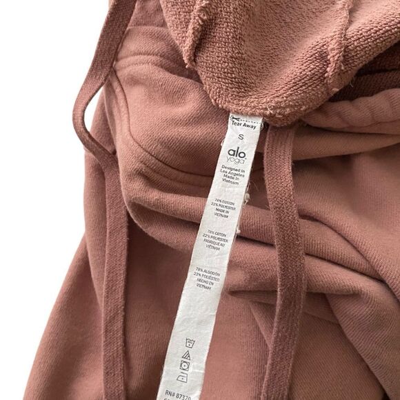 Alo Yoga Peak Elbow Cut Out Crop Hoodie Sweatshirt Mauve in Size Small - Picture 8 of 8
